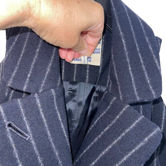 Baum Und Pferdgarten Womens Coat Size Small Blue Pinstripe Pockets Darla Wool - Picture 4 of 10